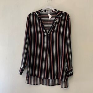 The Pink Box black, red, white vertical stripe tunic Size S NWT